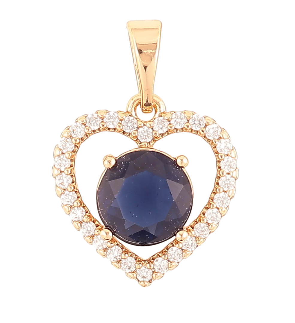 Кулон Xuping Позолота 18K «Сердечко з синім фіанітом і цирконієм» для ланцюжка до 5мм