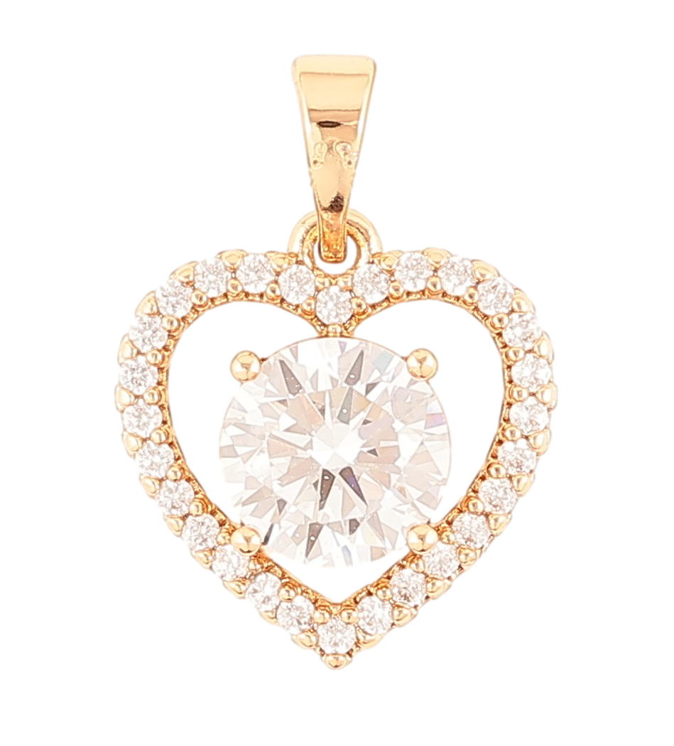 Кулон Xuping Позолота 18K «Сердечко з фіанітом і цирконієм» для ланцюжка до 5мм
