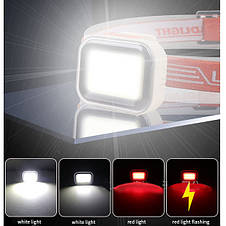 Ліхтар налобний CY-2027-B-COB(white+red), Li-Ion акумулятор, ЗП Type-C, фото 3