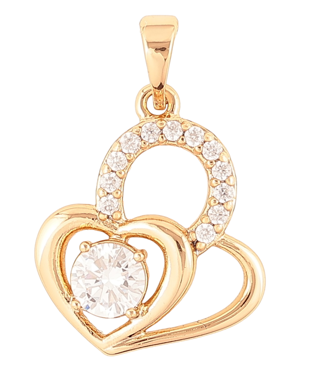 Кулон Xuping Позолота 18K «Сердечка з фіанітом і цирконієм» для ланцюжка до 5мм