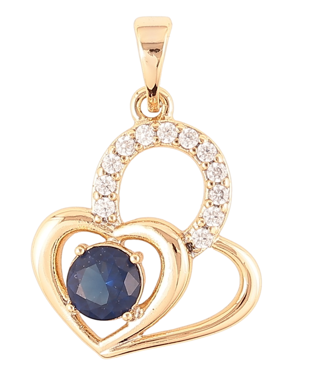 Кулон Xuping Позолота 18K «Сердечка з синім фіанітом і цирконієм» для ланцюжка до 5мм