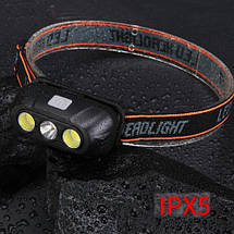 Ліхтар налобний KX-215-LED+2COB, ЗП Type-C, Box, фото 5