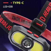 Ліхтар налобний KX-302-LED+2COB, ЗП Type-C, Box, фото 5
