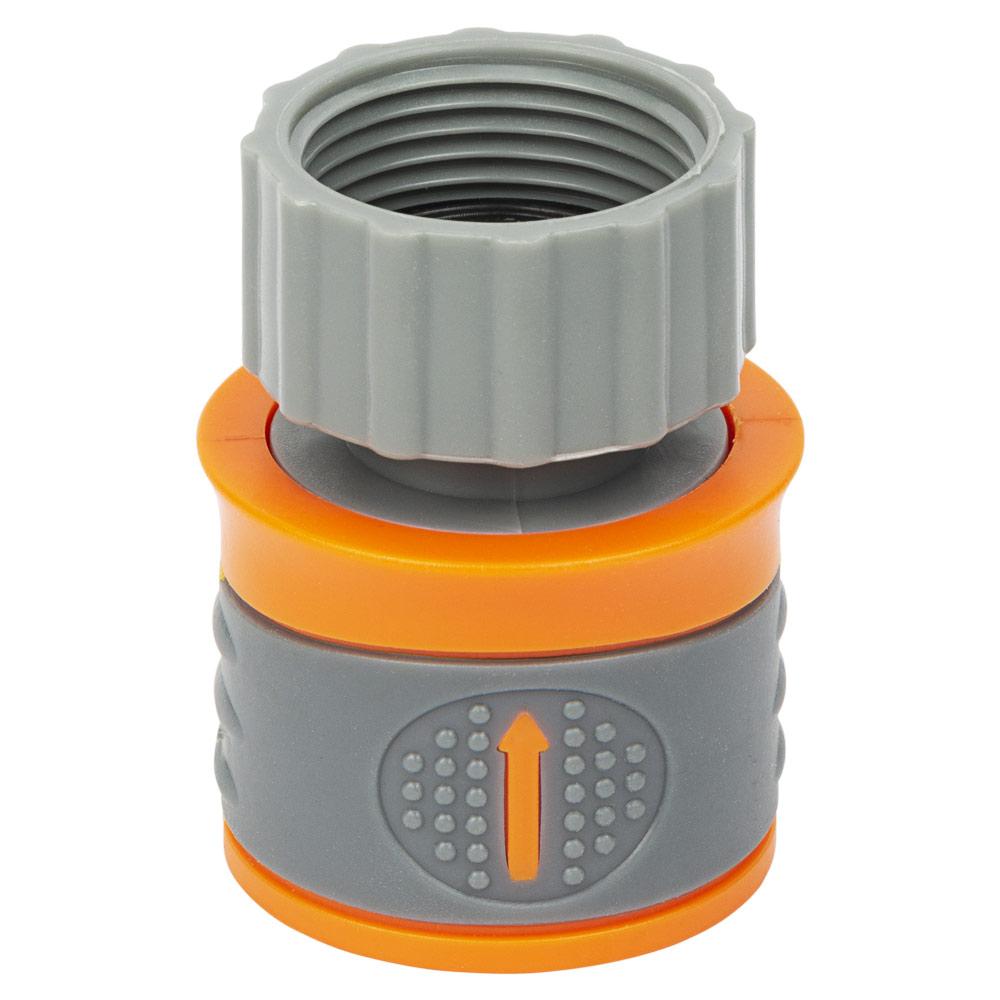 Конектор 1⁄2" швидкознімний на кран н/р 3⁄4" аквастоп (ABS+TPR) FLORA (5015584), фото 1