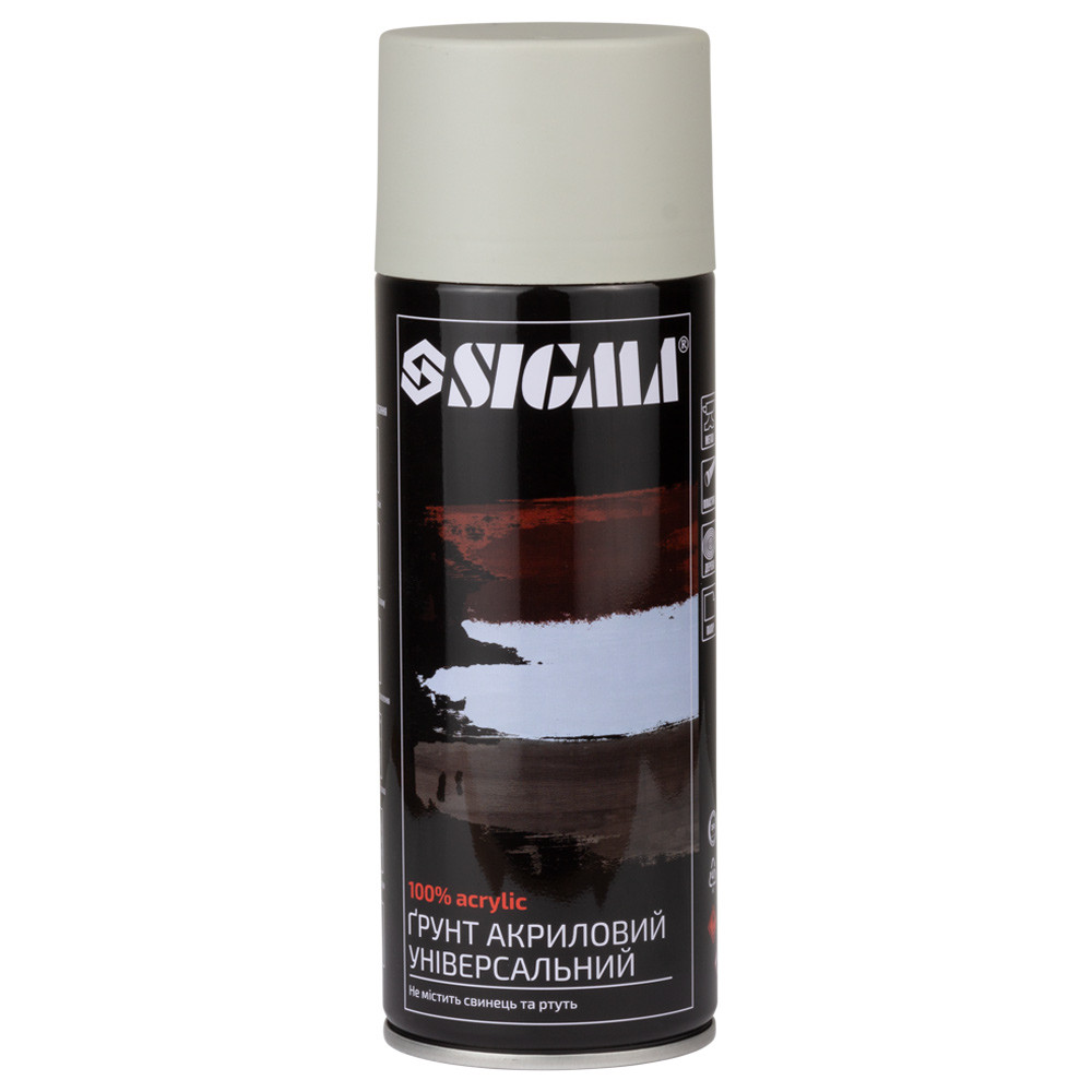 Ґрунт аерозольний акриловий 400 мл RAL 7015 сірий SIGMA (2737521), фото 1