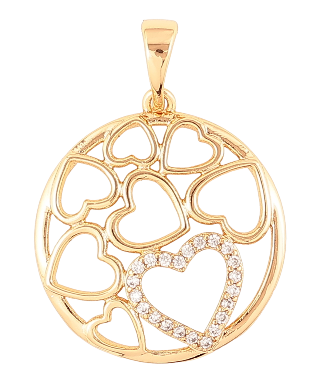 Кулон Xuping Позолота 18K «Колечко з сердечками та цирконієм» для ланцюжка до 5мм