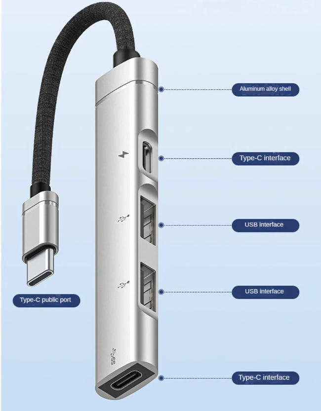 Заказать Type-C USB OTG HUB, на 3 устройства, с зарядкой с доставкой по ...