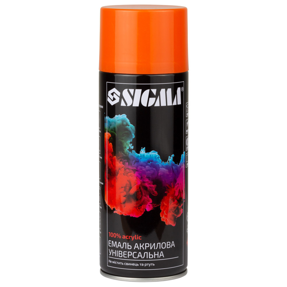 Емаль аерозольна акрилова 400 мл RAL 2004 жовтогарячий глянець SIGMA (2737031), фото 1