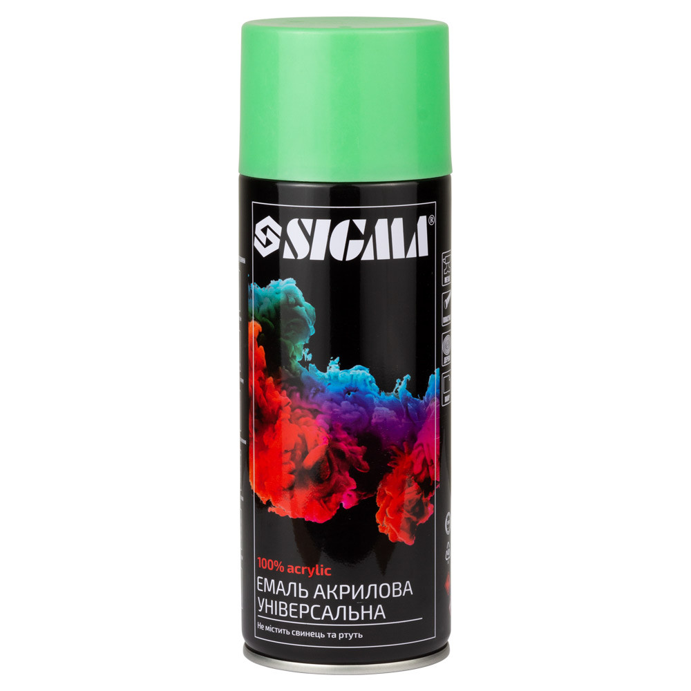 Емаль аерозольна акрилова 400 мл RAL 6021 світло-зелений глянець SIGMA (2737211), фото 1