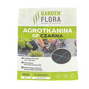 Агротканина від бур'янів 100 г/м² GARDEN FLORA 3,4 х 25 м чорна N, фото 4