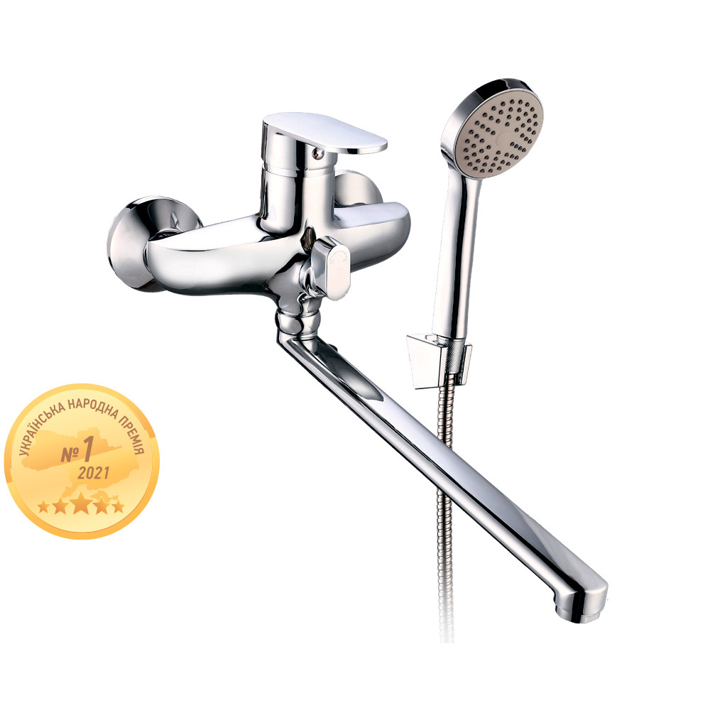 Змішувач s33 Ø40 для ванни гусак прямий 350 мм дивертор вбудований картриджний AQUATICA (9733220), фото 1