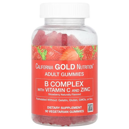 Вітаміни California Gold Nutrition Adult Gummies B Complex with Vitamin C and Zinc (90 жувальних цукерок.)