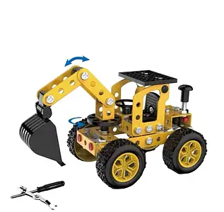 Дитячий металевий конструктор "Екскаватор" YK667 | Інженерна іграшка машинка "Зроби сам"