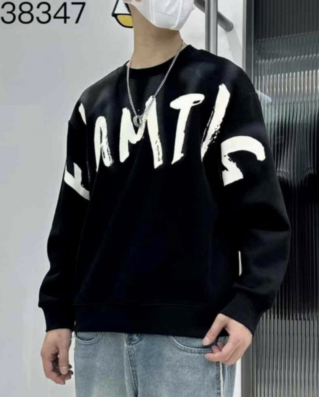 Чоловічий світшот утеплений чорний із малюнком люкс якість