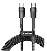 Кабель Essager Fast Charging Type-C to Type-C PD100W 5A 100 cм Black, фото 3
