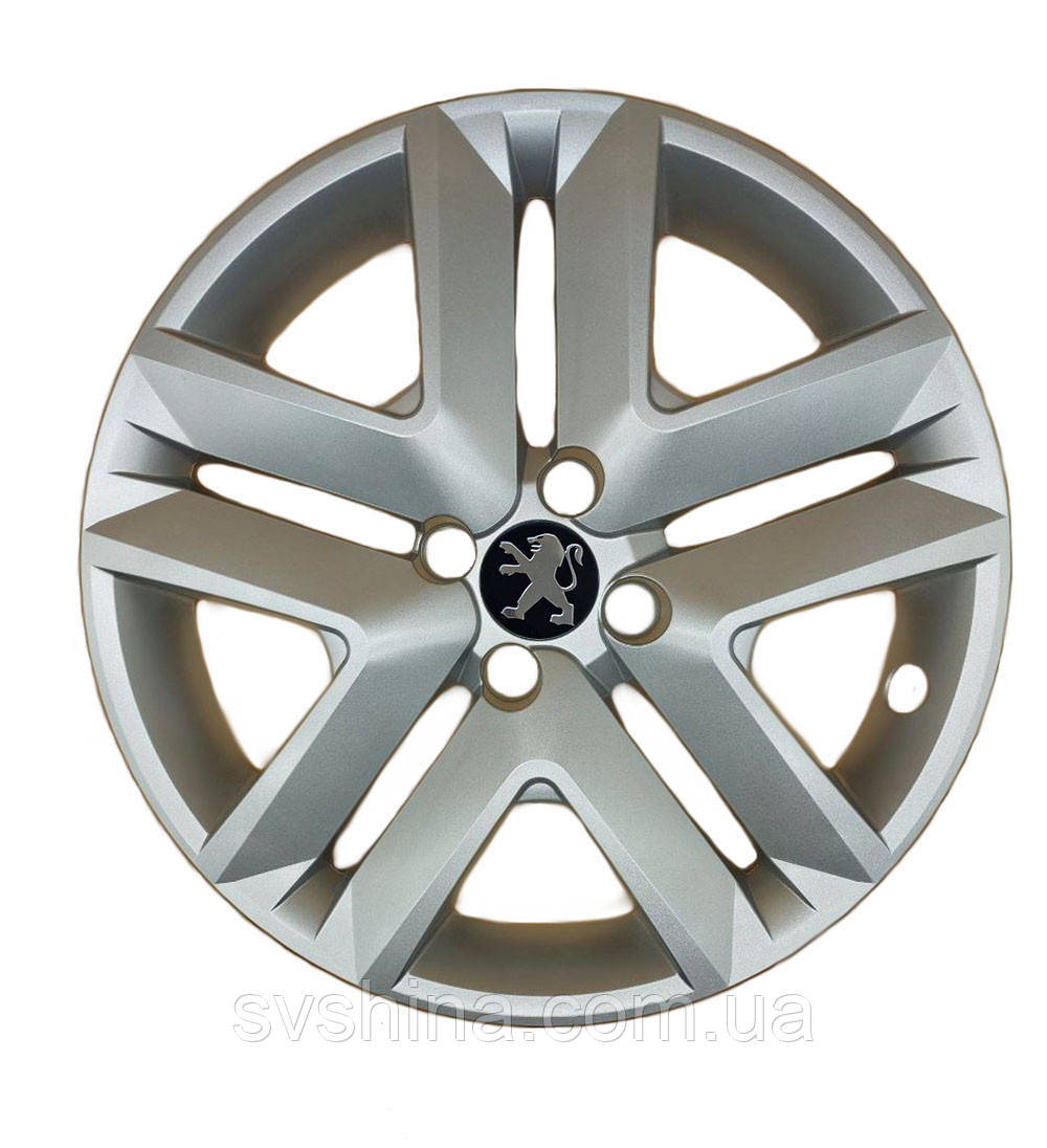 Автомобільні модельні ковпаки R16 Peugeot A201 4шт, AK, сріблясті, фото 1