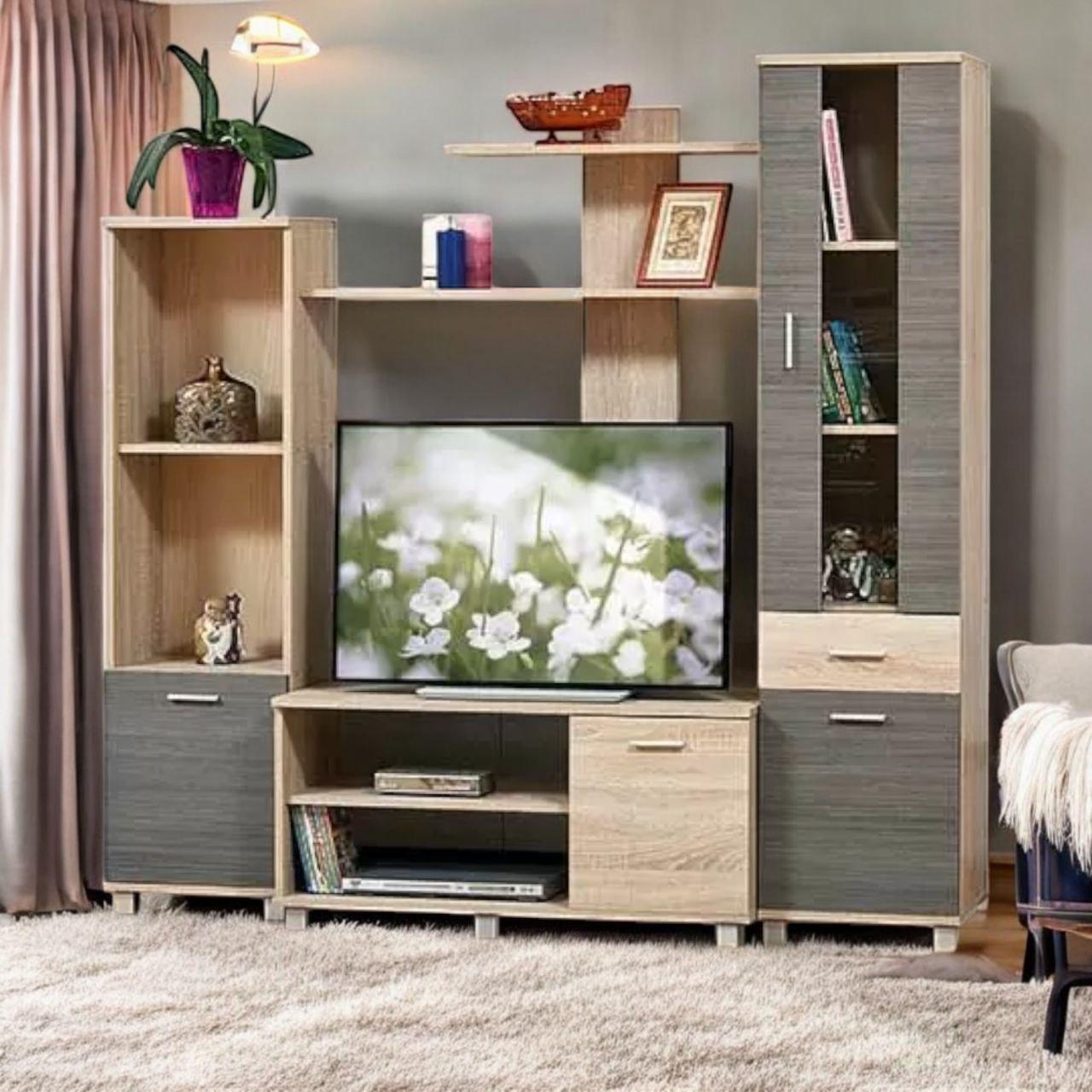 Стінка у вітальню зал під телевізор Віннер 1 сучасна модульна вітальня міні стінка маленькі модульні міні стінки з ДСП