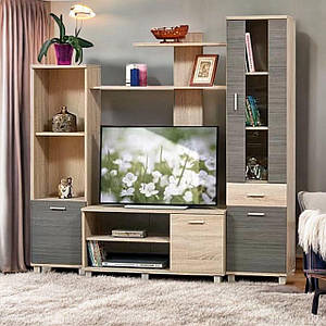 Стінка у вітальню зал під телевізор Віннер 1 сучасна модульна вітальня міні стінка маленькі модульні міні стінки з ДСП