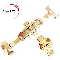 Застежка бабочка 18 мм золотистая для часового ремешка