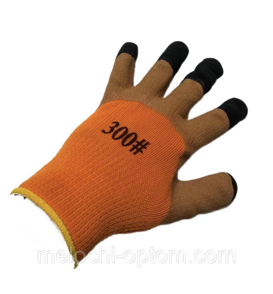 Рукавички зимові робочі піна 300 на флісі 10пар/уп Помаранчевий, фото 1