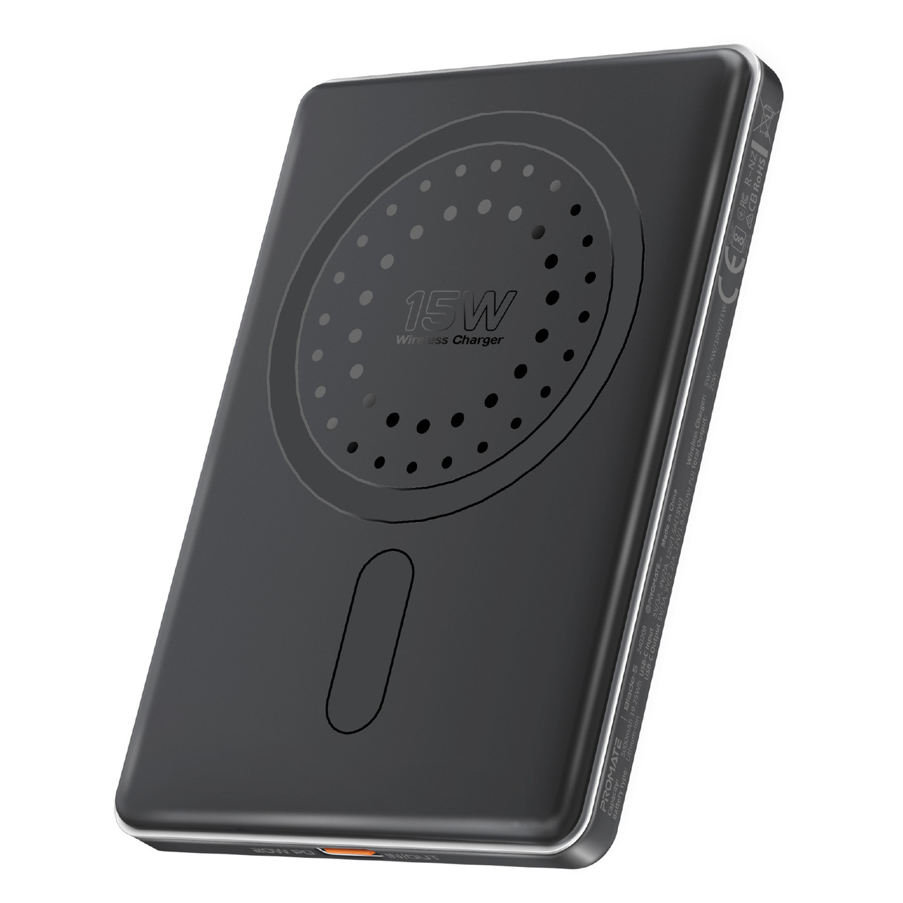 УМБ Promate Blade-5 5000 mAh, MagSafe, USB-C PD Black (blade-5.black), фото 1