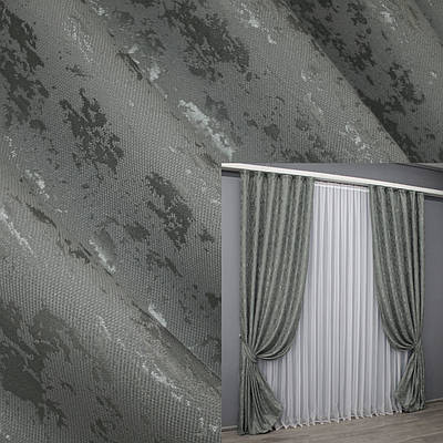 Комплект штор (2шт. 1,5х2,6м.) льон мармур, колекція "Pavliani AL". Колір сірий. Код 1577ш 33-0437
