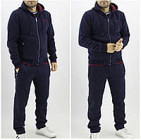 Костюм чоловічий спортивний темно-синій теплий на флісі
