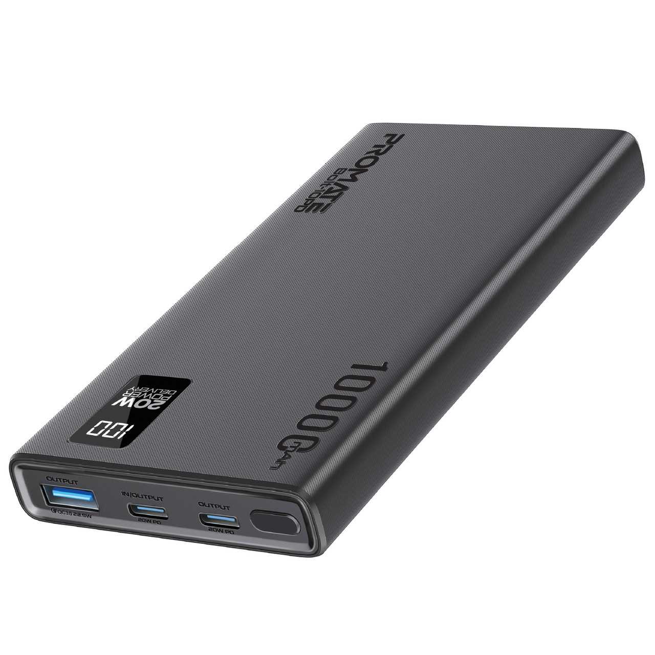 УМБ Promate Bolt-10PD 10000 mAh, 2xUSB-C, USB-A Black (bolt-10pd.black), фото 1
