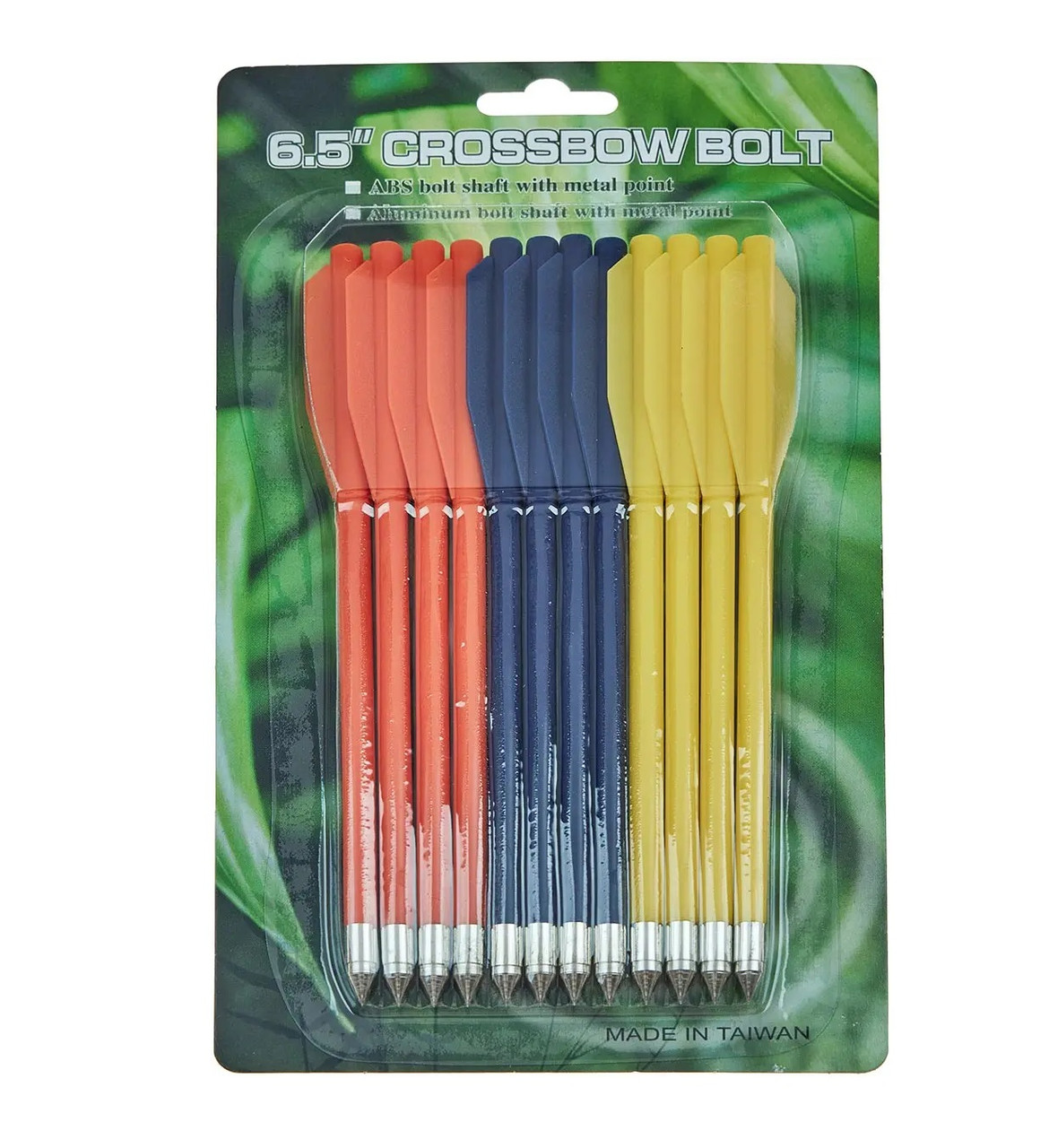 Набір стріл для арбалета пістолетного типу Man Kung MK-PL-3C, пластик, 12 шт/уп, 3 кольори жовтий, синій, помаранчевий