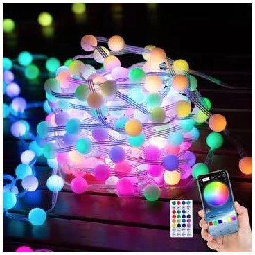 Гірлянда Розумна світлодіодна музична 200LED 20 метром кульки Multi RGB різнокольорові USB керування від смартфона та пульта диста