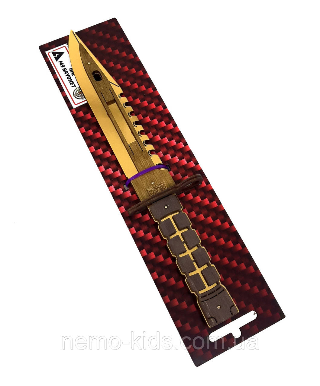 Ніж дерев'яний SO-2 "M-9 BAYONET" GOLD, на планш. 28*7 см, Сувенір Декор, Україна