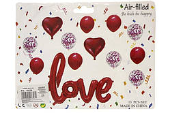 Набір куль "Серця та love", пак. 21*17см