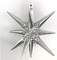 Фольгована куля їжачок (цілісний) "Срібло", 14 променів