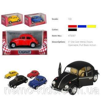 Машина — метал. "Kinsmart" Volkswagen Classical Beetle, 1:32, різ.кол., 4 цв., в кор. 16*7*8см (24шт)