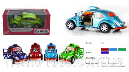 Машина — метал. "Kinsmart" "Volkswagen Beetle Custom-Dragracer" інерц., 12 см, відчиняння. двері, 4 кольори, в кор.