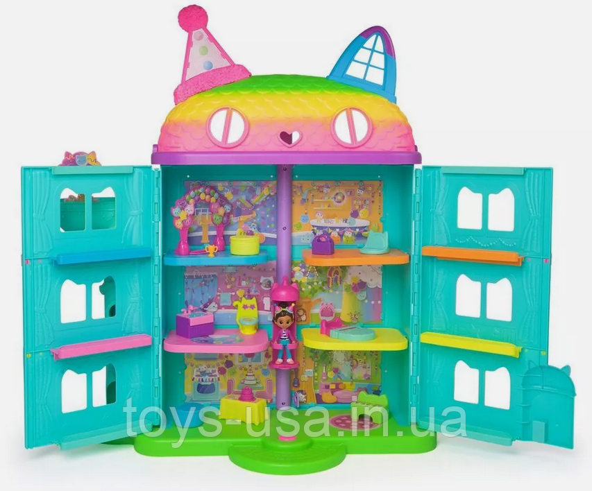 Ігровий набір Ляльковий будиночок райдужний Габбі Gabby's Dollhouse Purrfect Celebration Rainbow
