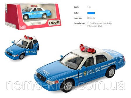 Машина — метал. "Kinsmart" "FORD CROWN VICTORIA POLICE", в кор. 16*8*7,5 см (96 шт./4)