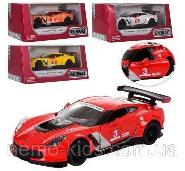 Машина — метал. "Kinsmart", "2016 Corvette C7.R Race Car", інерц., відкр. дверцят, 4 кольори, у кор. 16*8*7,5см