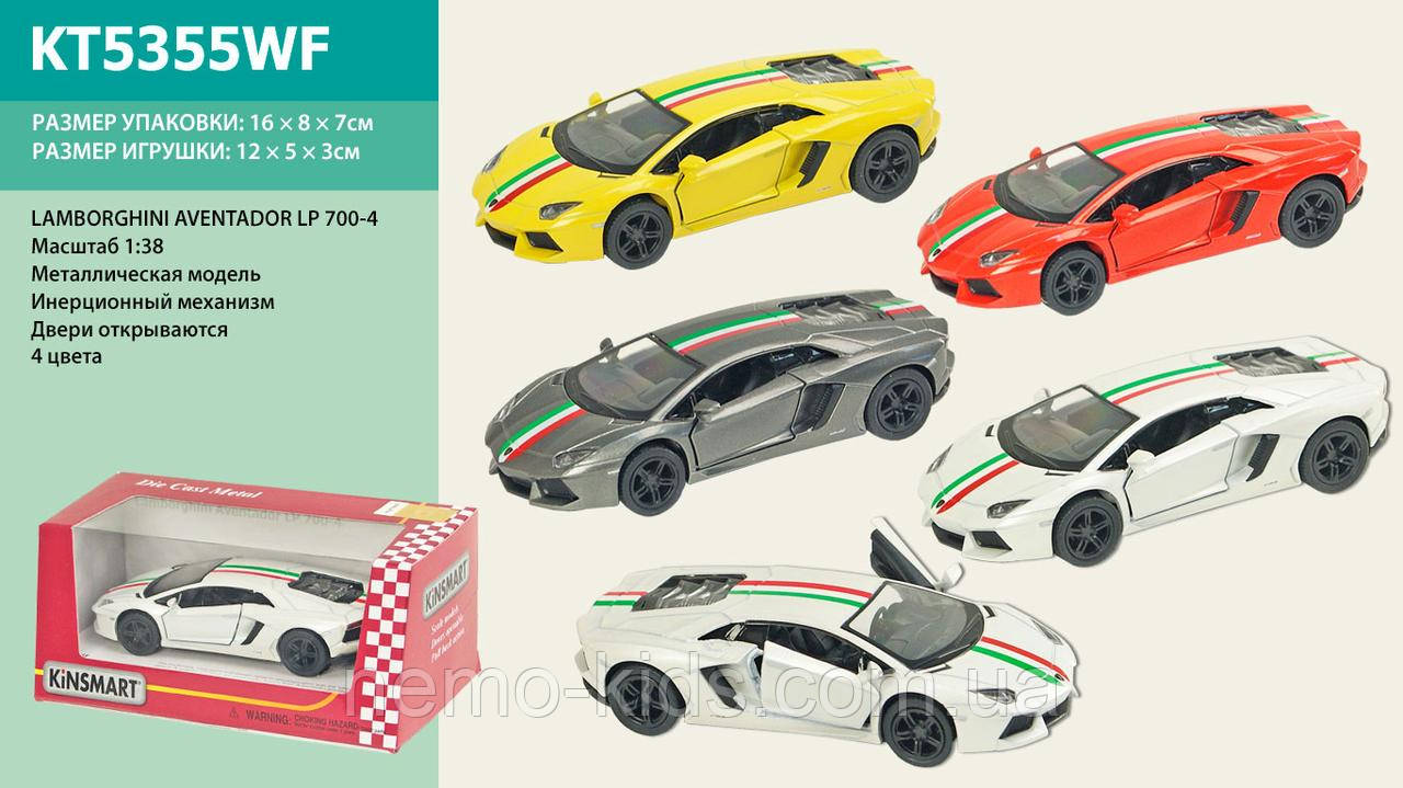 Машина — метал. "Kinsmart" "Lamborghini Aventador LP 700-4 with printing", в кор. 16*8*7 см (96 шт./4)