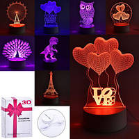 Нічник 18 см, світло (кольоровий), від мережі/220 В, 8 різновидів, у кор. 14,5*20,5*5 см (50 шт.)