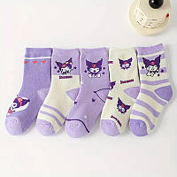 Носки 5пар, Kuromi, 8-12 лет, пак. 28*15см