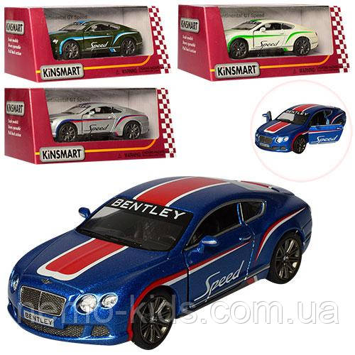 Машина — метал. "Kinsmart" Bentley Continental GT 12 см, інерц., відкривання дверей, 4 різновиди, у кор. 16*8*7 см (24 шт.), фото 1