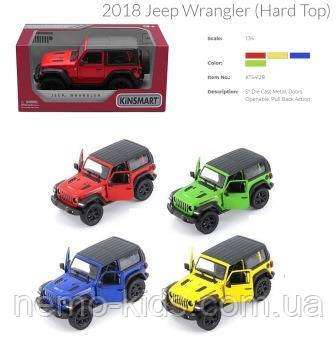 Машина — метал. "Kinsmart" "JEEP WRANGLER", інерц, відкр. дверей, 4 кольори, в кор. 16*7*8,5 см (96 шт.)