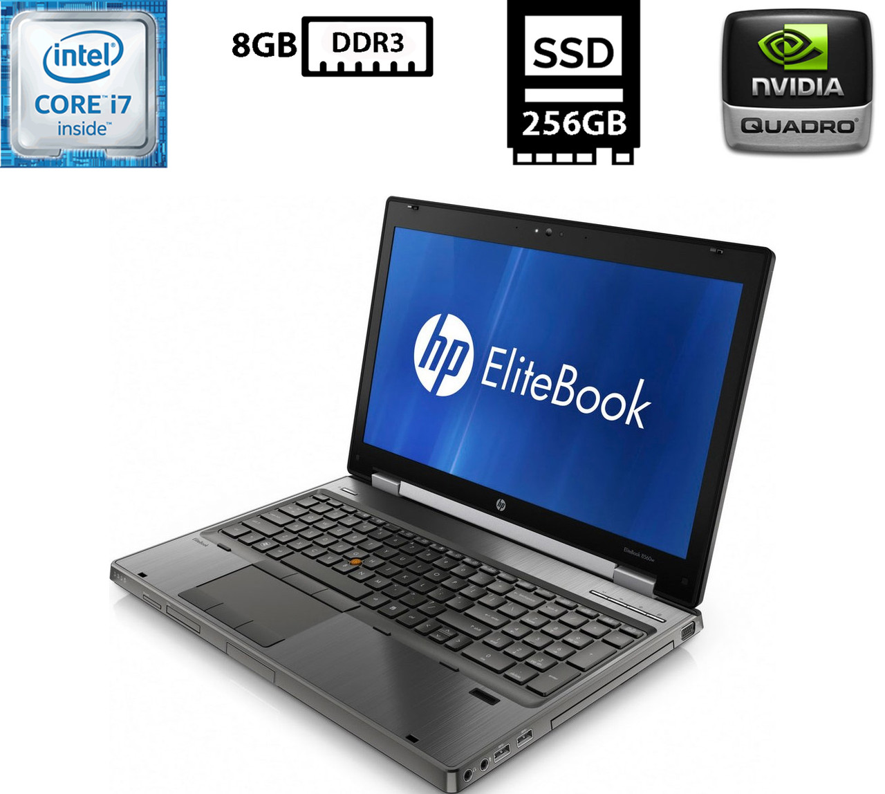 Ноутбук HP EliteBook 8760w/17.3” TN 1920x1080/Core i7-2820QM 2.30GHz/8GB DDR3/SSD 256GB/NVIDIA Quadro 3000M 2GB Камера Б/В