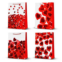 Пакет подарунковий паперовий L "Hearts" 30*41.5*12 см, ЦЕНА ЗА УП. 12ШТ (360 шт.)