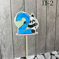 Топер дерев'яний дитячий «Панда» цифра 2