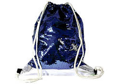 Сумка для взуття з паєтками, матеріал ПУ, паєтки 42*32 см сріблясте пу + паєтки сині + срібло