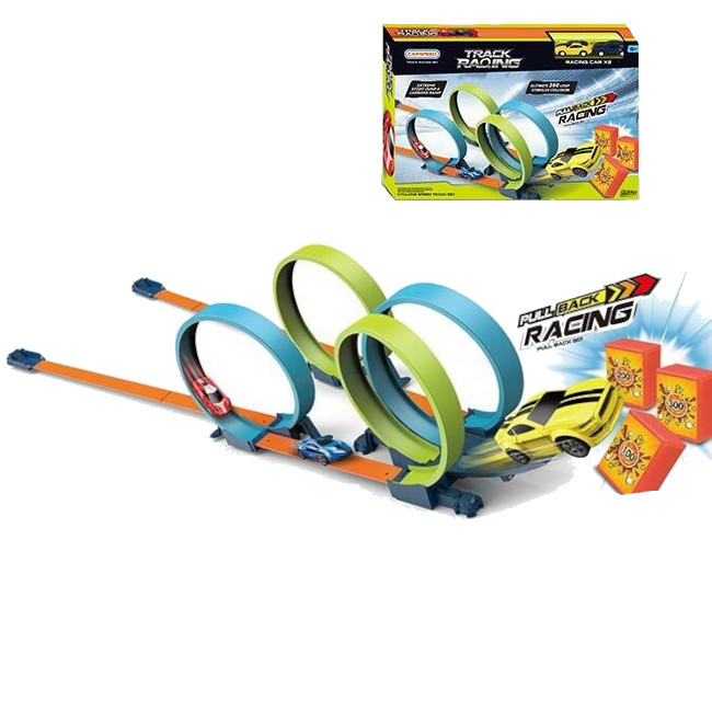 Дитячий гоночний трек з трюковими петлями Швидкісна траса трампліни 2 інерційні машинки 3 перешкоди, фото 1