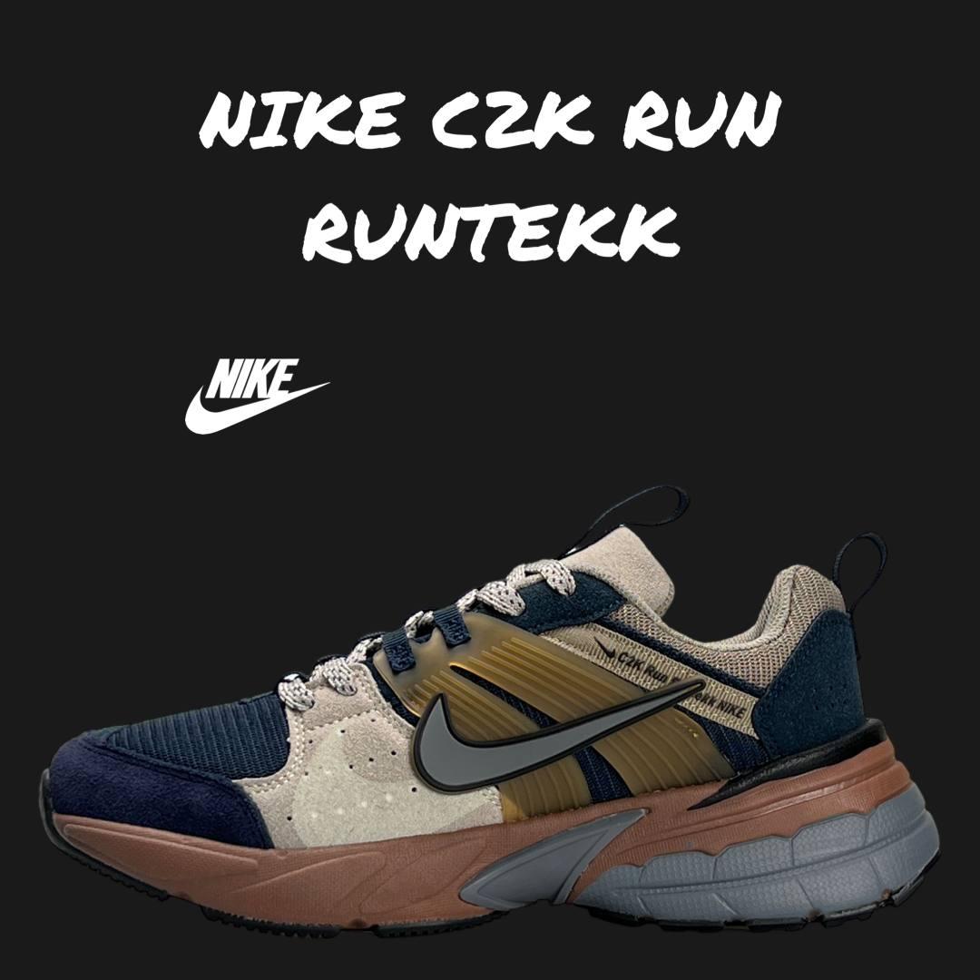 Чоловічі кросівки замша текстиль Nike C2K Run Runtekk Navy Beige, кеди чоловічі Найк синьо-бежеві 41