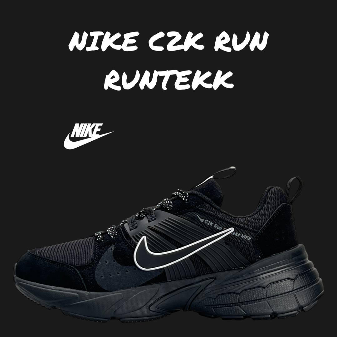 Чоловічі кросівки замша текстиль Nike C2K Run Runtekk Black White, кеди чоловічі Найк чорні. 41, фото 1